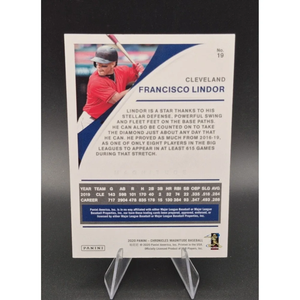 2020 Panini Chronicles Magnitude Francisco Lindor #19 Blue /50 Indians Mets